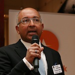 Hedgeweek's Sunil Gopalan speaking at the Hedgeweek Awards 2011 in London