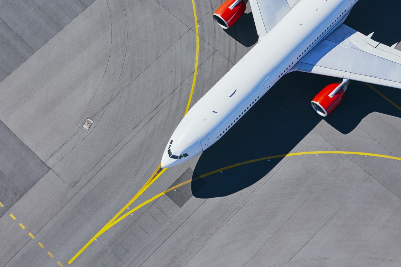 Passenger jet taxiing