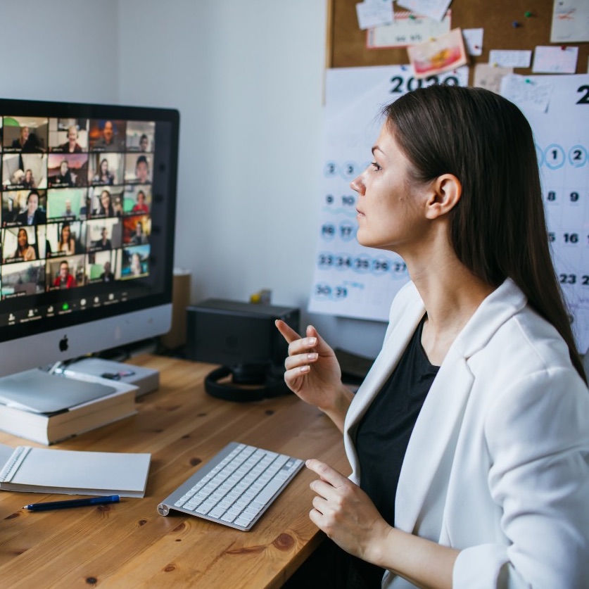 Woman on video call